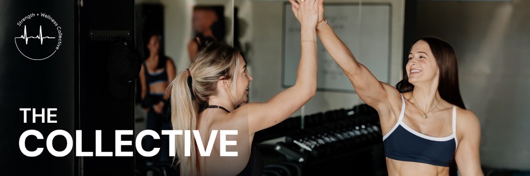 The Collective. Two members high-fiving after a strength class at SWC.