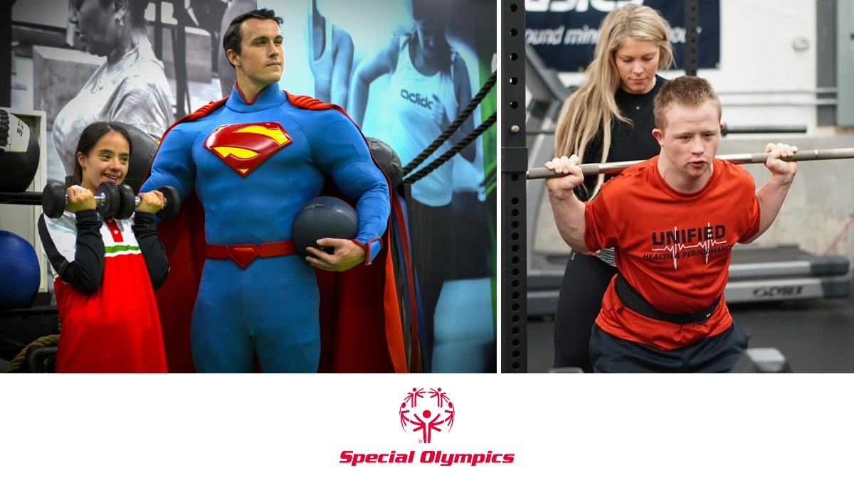 Special Olympics athletes training.