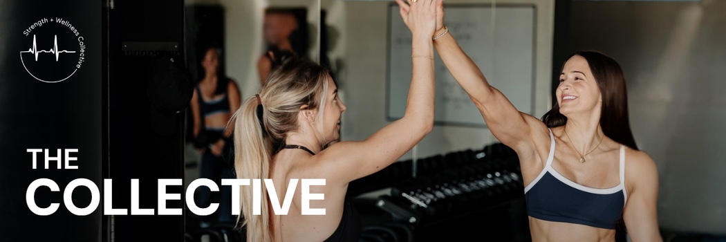 The Collective. Two members high-fiving after a strength class at SWC.